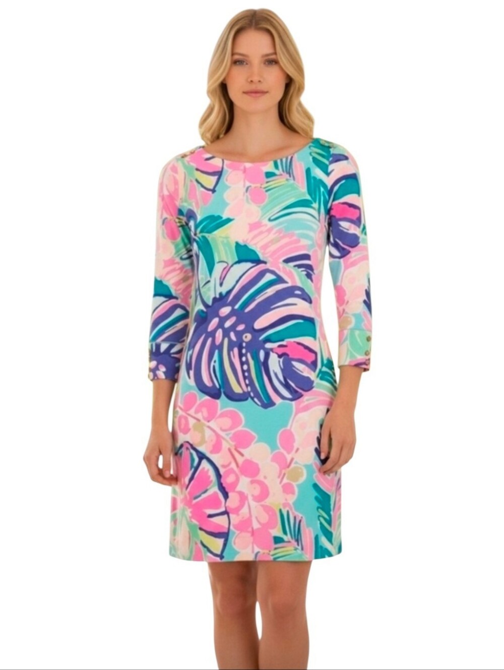 Lilly Pulitzer Sophie Mini Shift Jersey Dress Size XS UPF 50 Tropical Print